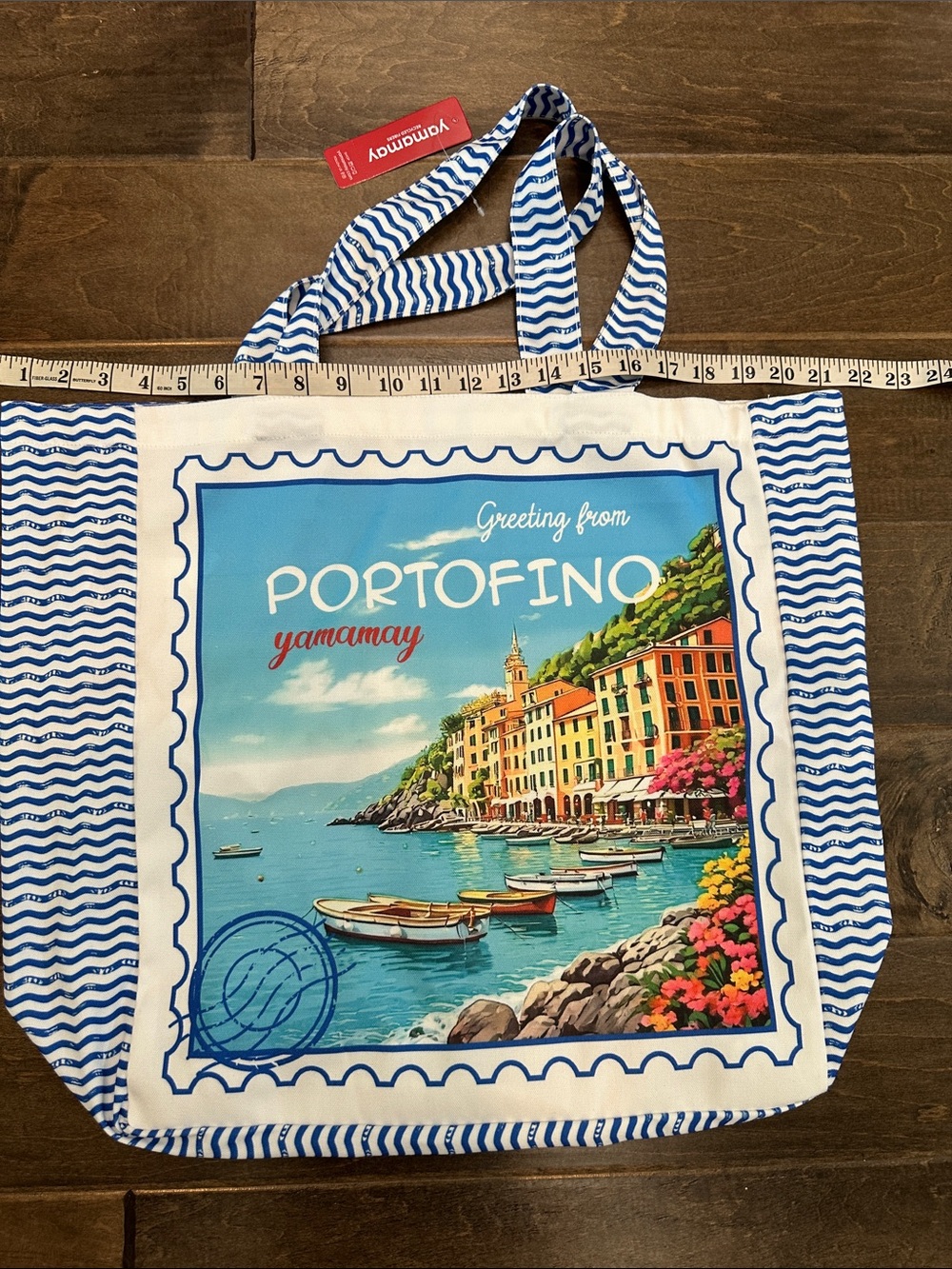 Portofino Printed Canvas Tote by Yamamay — Blue & White